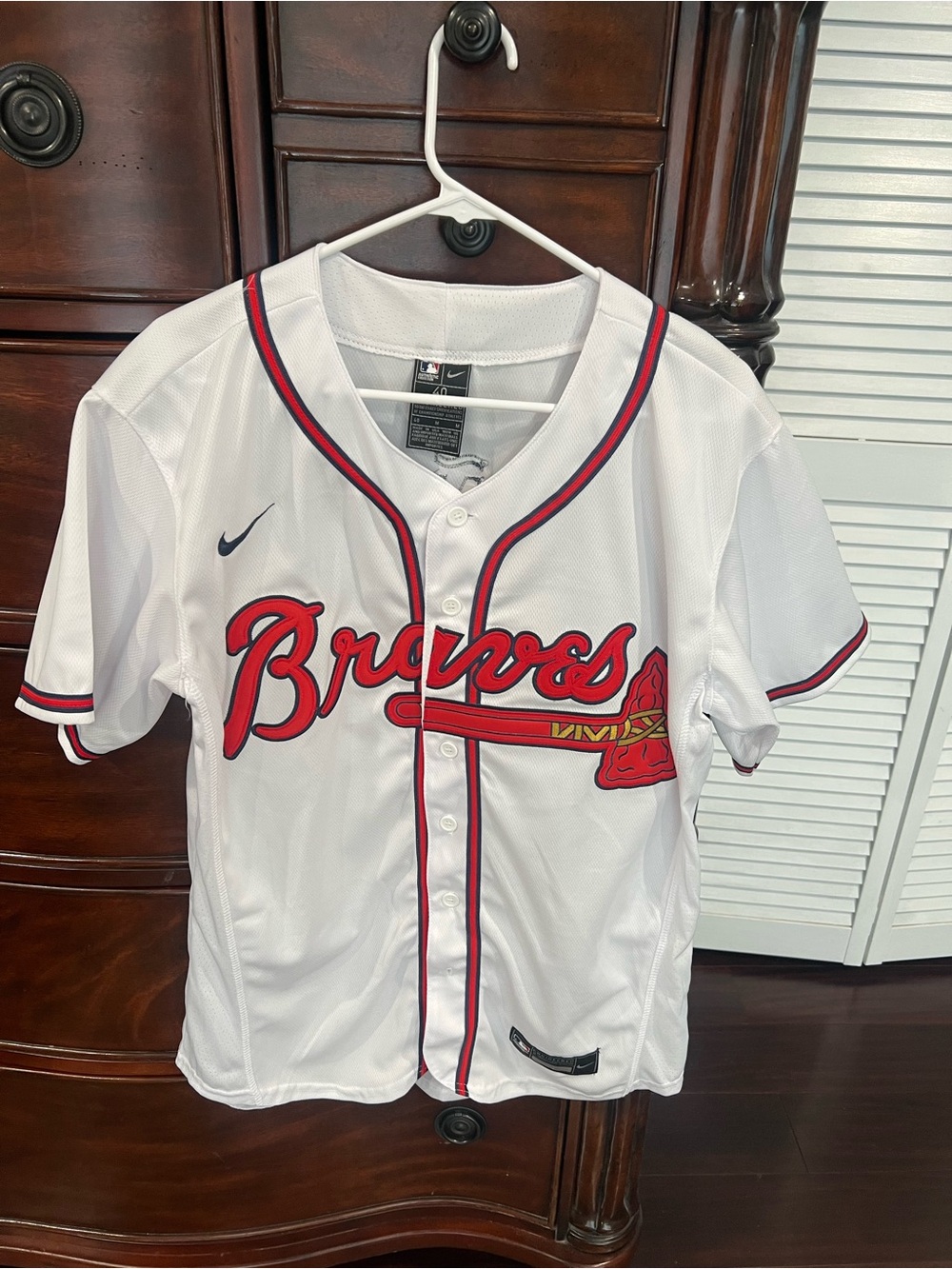 Nike MLB Atlanta Braves White Red Trim Jersey